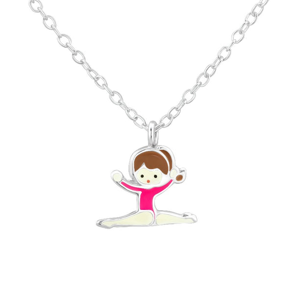 Children's Sterling Silver Gymnastics Girl Pendant Necklace