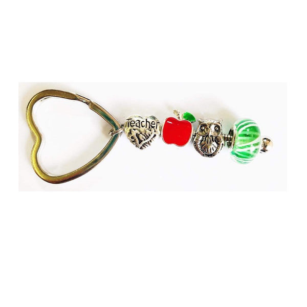 'Apple for the Teacher' Silver Plated Keyring/Handbag Charm