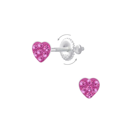 Children's Sterling Silver Purple Glitter Heart Stud Earrings