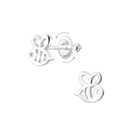 Children's Sterling Silver Ladybug Screw Back Stud Earrings