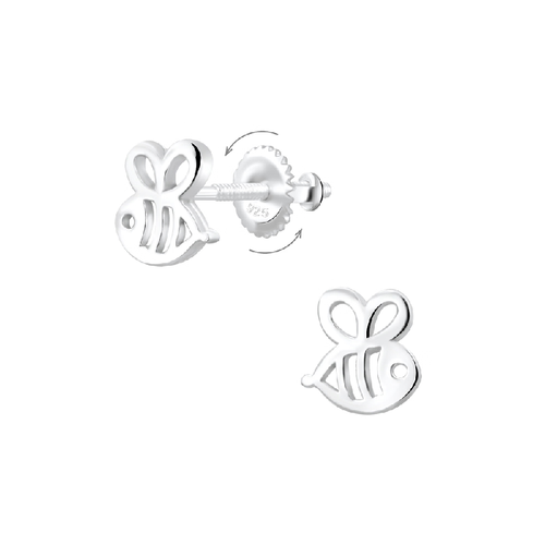 Children's Sterling Silver Bee Screw Back Stud Earrings