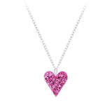 Children's Sterling Silver 'Pink Sparkle Crystal Heart' Pendant Necklace