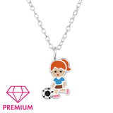 Children's Sterling Silver 'Football Girl' Pendant Necklace