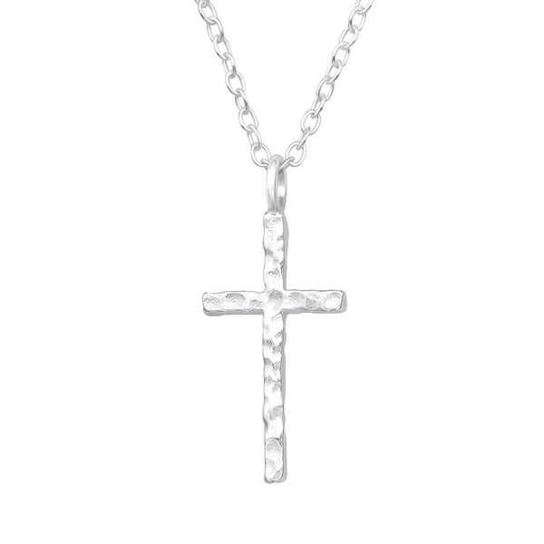 Children's Sterling Silver Textured Cross Pendant Necklace