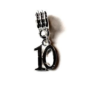 Silver Plated Number 10 Drop Charm