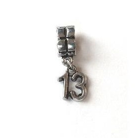 Silver Plated Number 13 Drop Charm