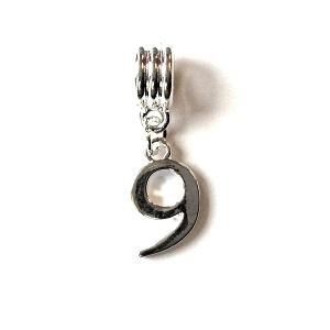 Silver Plated Number 9 Drop Charm