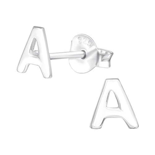 Children's Sterling Silver 'Letter A' Stud Earrings