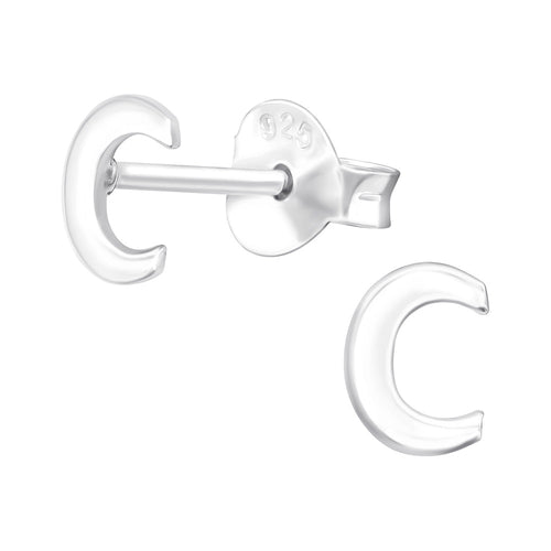 Children's Sterling Silver 'Letter C' Stud Earrings