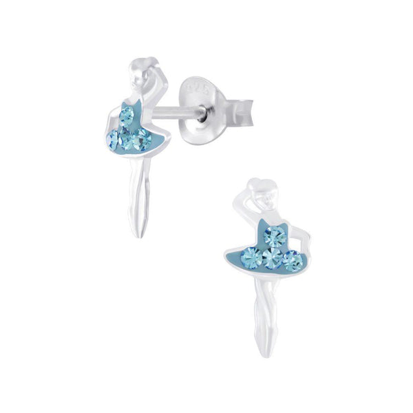 silver earrings for blue dress Chihuahua Blue Dress Flat Acrylic Double-Sided Silver Hook Earrings Jewelry