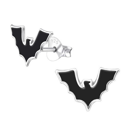 Children's Sterling Silver Halloween Bat Stud Earrings