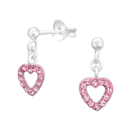 Children's Sterling Silver 'White Heart with Red Spots' Stud Earrings