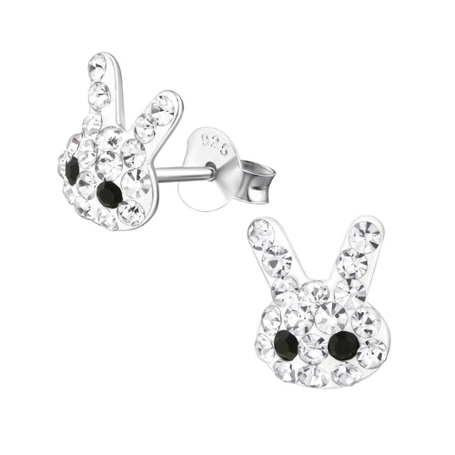 Children's Sterling Silver Crystal Bunny Rabbit Stud Earrings