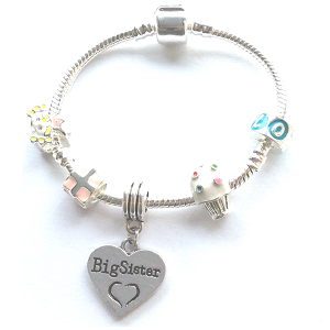 Big Sister Happy Birthday Princess Plated Charm Bracelet Gift