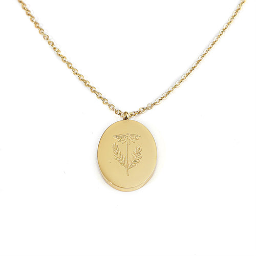 'April Birth Flower' 18k Gold Plated Titanium Steel Pendant Necklace