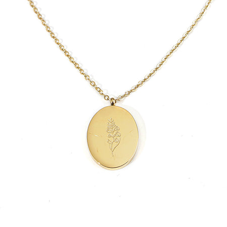 'January Birth Flower' 18k Gold Plated Titanium Steel Pendant Necklace