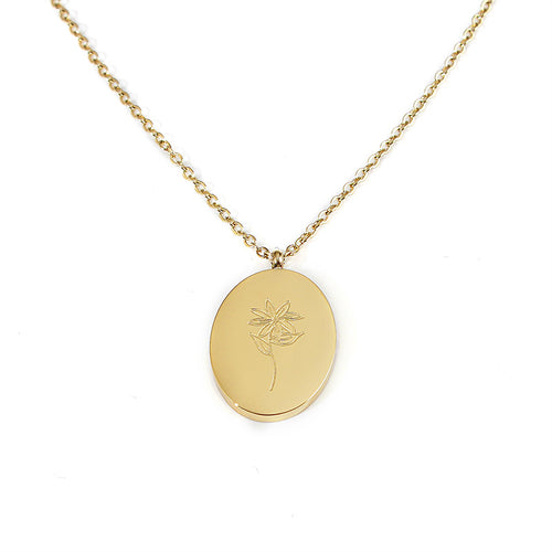 'May Birth Flower' 18k Gold Plated Titanium Steel Pendant Necklace
