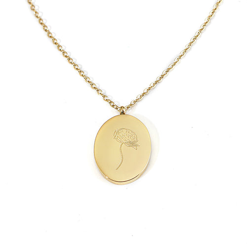 'November Birth Flower' 18k Gold Plated Titanium Steel Pendant Necklace