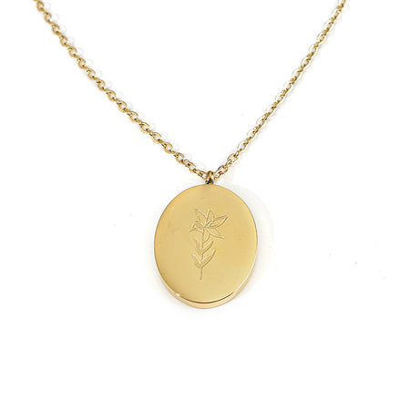 'May Birth Flower' 18k Gold Plated Titanium Steel Pendant Necklace