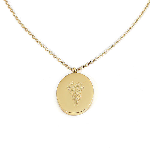 'September Birth Flower' 18k Gold Plated Titanium Steel Pendant Necklace