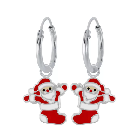 Children's Sterling Silver Christmas Candy Cane Stud Earrings