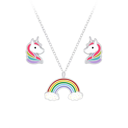 Children's Sterling Silver Rainbow Pendant Necklace