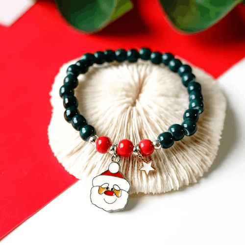 Children's 'Christmas Santa Face' Stretch Bead Bracelet