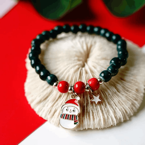 Children's 'Christmas Snowman' Stretch Bead Bracelet