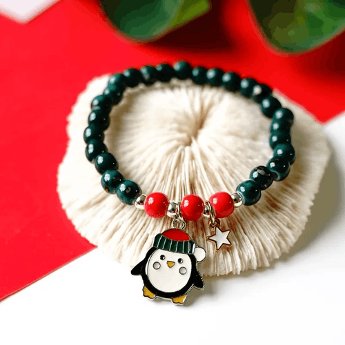 Children's 'Christmas Penguin' Stretch Bead Bracelet