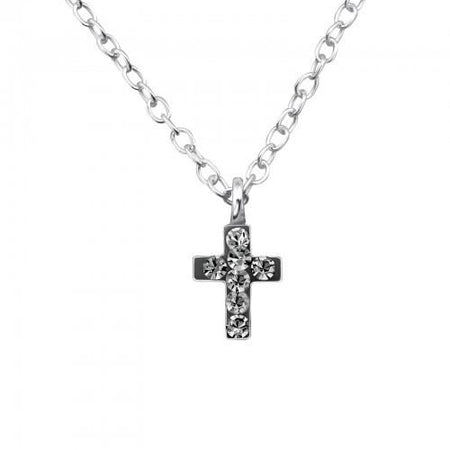 Children's Sterling Silver 'January Birthstone' Cross Necklace