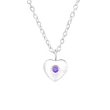 Children's Sterling Silver 'February Birthstone' Heart Necklace