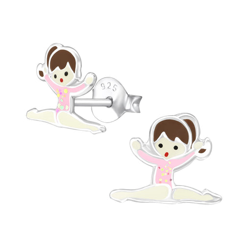 Children's Sterling Silver Gymnastics Girl Stud Earrings