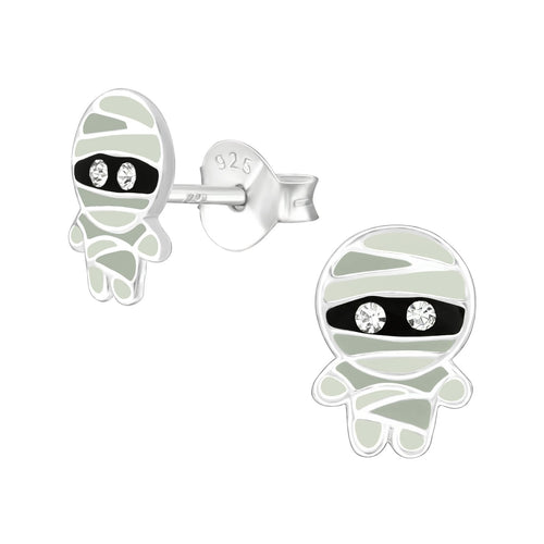 Children's Sterling Silver Halloween 'Mummy' Stud Earrings