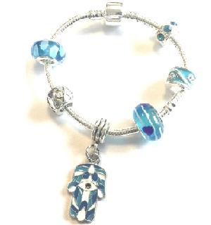 'Diamante Hamsa Hand / Hand of Fatima' Silver Plated Necklace