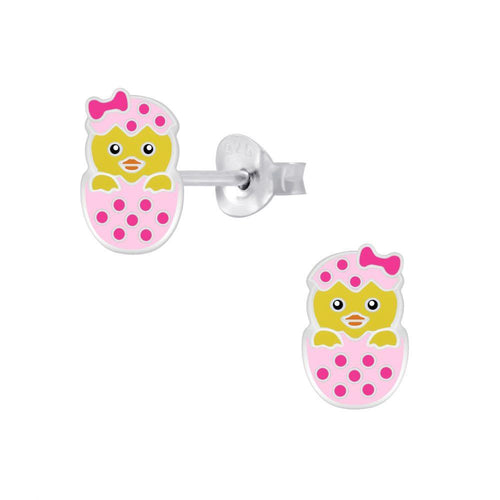 Children's Sterling Silver 'Hatching Easter Chick' Stud Earrings