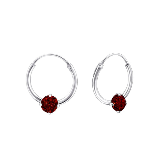 Children's Sterling Silver 'January Birthstone' Hoop Earrings