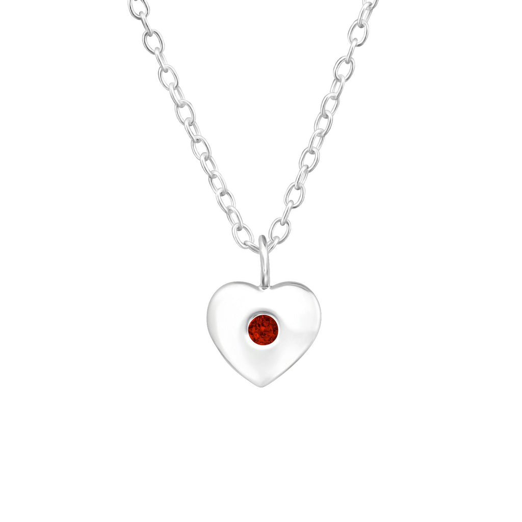 Children's Sterling Silver 'January Birthstone' Heart Necklace