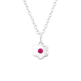 Children's Sterling Silver 'July Birthstone' Solid Flower Necklace