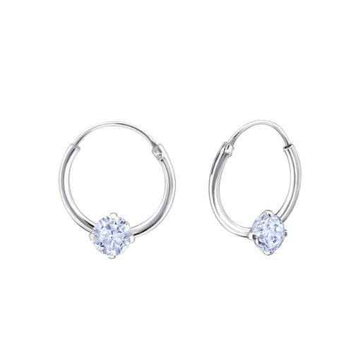 Children's Sterling Silver 'June Birthstone' Hoop Earrings