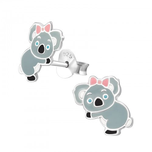 Children's Sterling Silver 'Koala Bear Girl' Stud Earrings