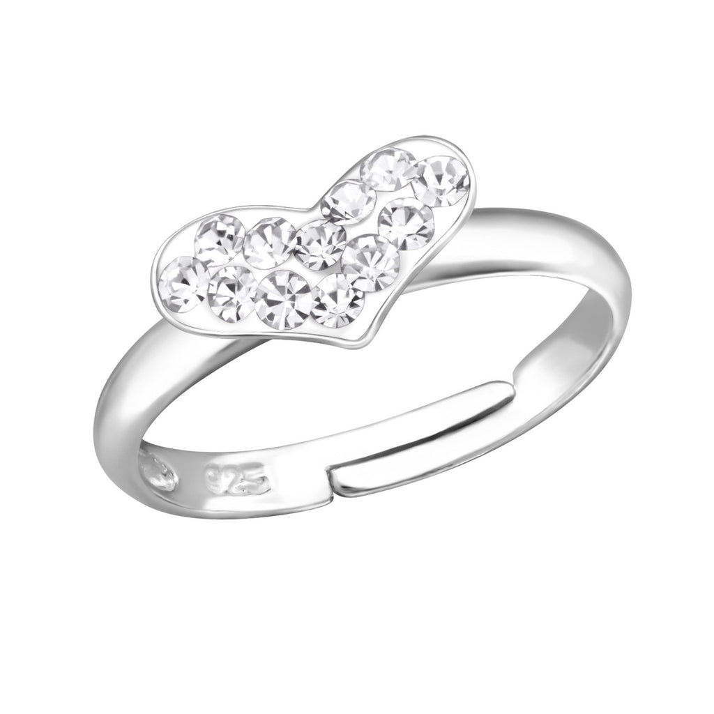 Copy of Children's Sterling Silver Adjustable Sparkle Heart Ring