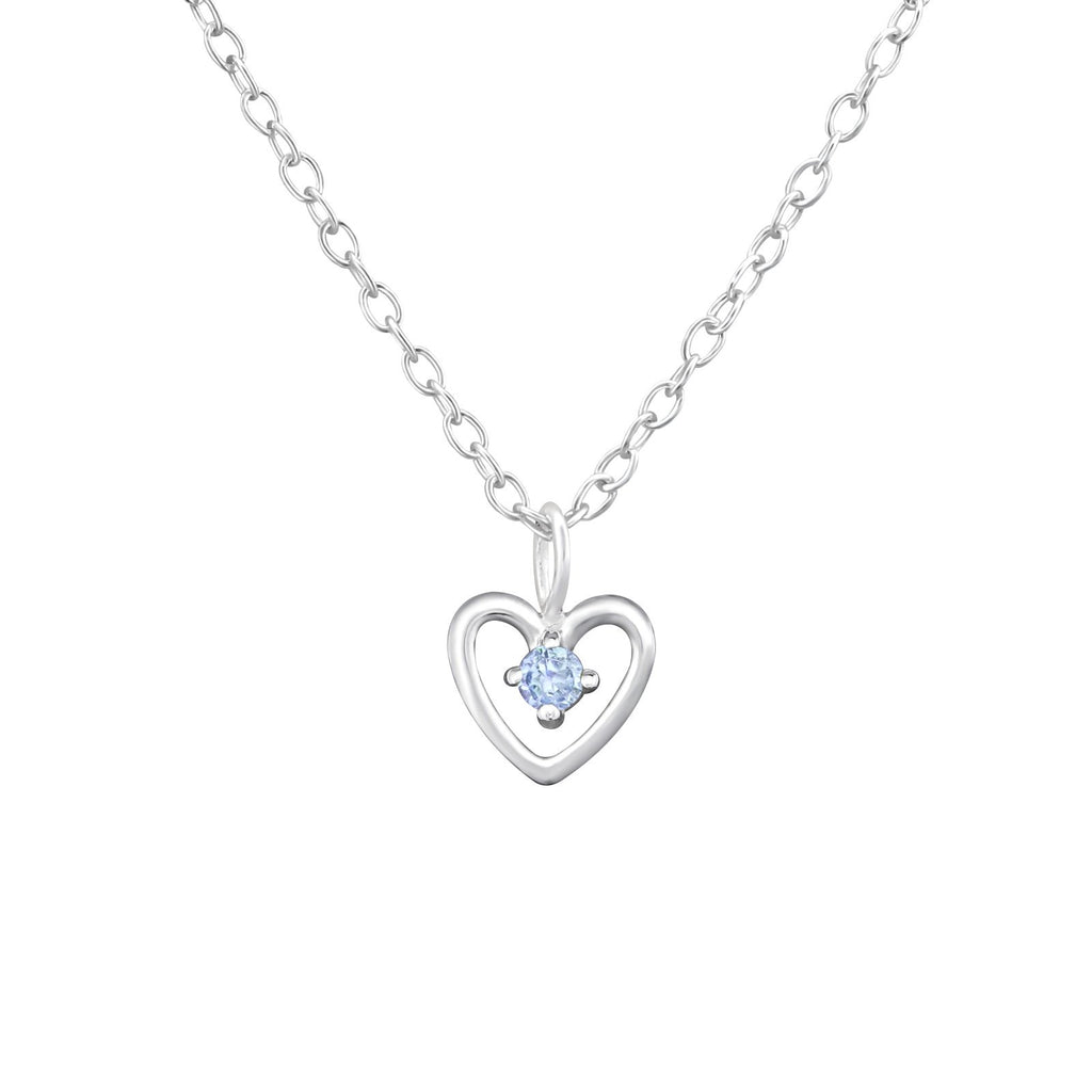 Children's Sterling Silver 'December Birthstone' Heart Necklace