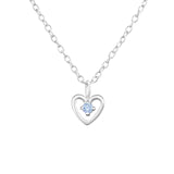 Children's Sterling Silver 'December Birthstone' Heart Necklace