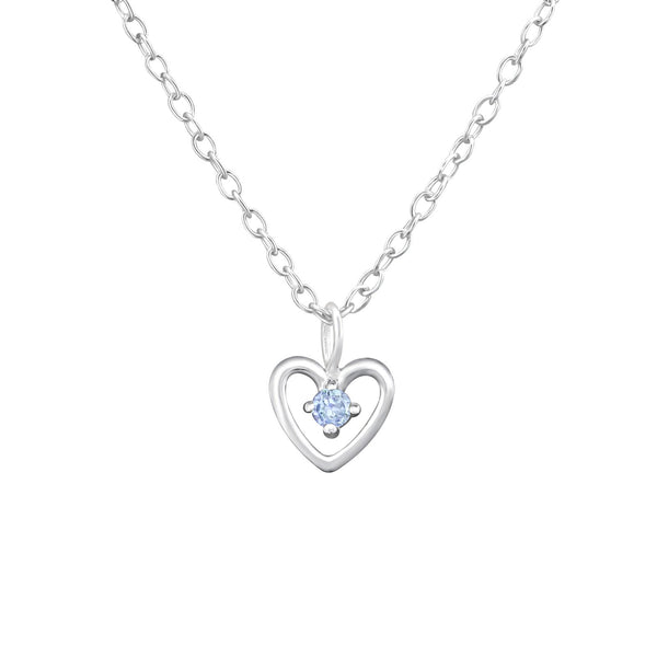 Children's Sterling Silver 'December Birthstone' Heart Necklace