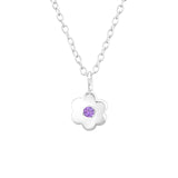 Children's Sterling Silver 'June Birthstone' Solid Flower Necklace