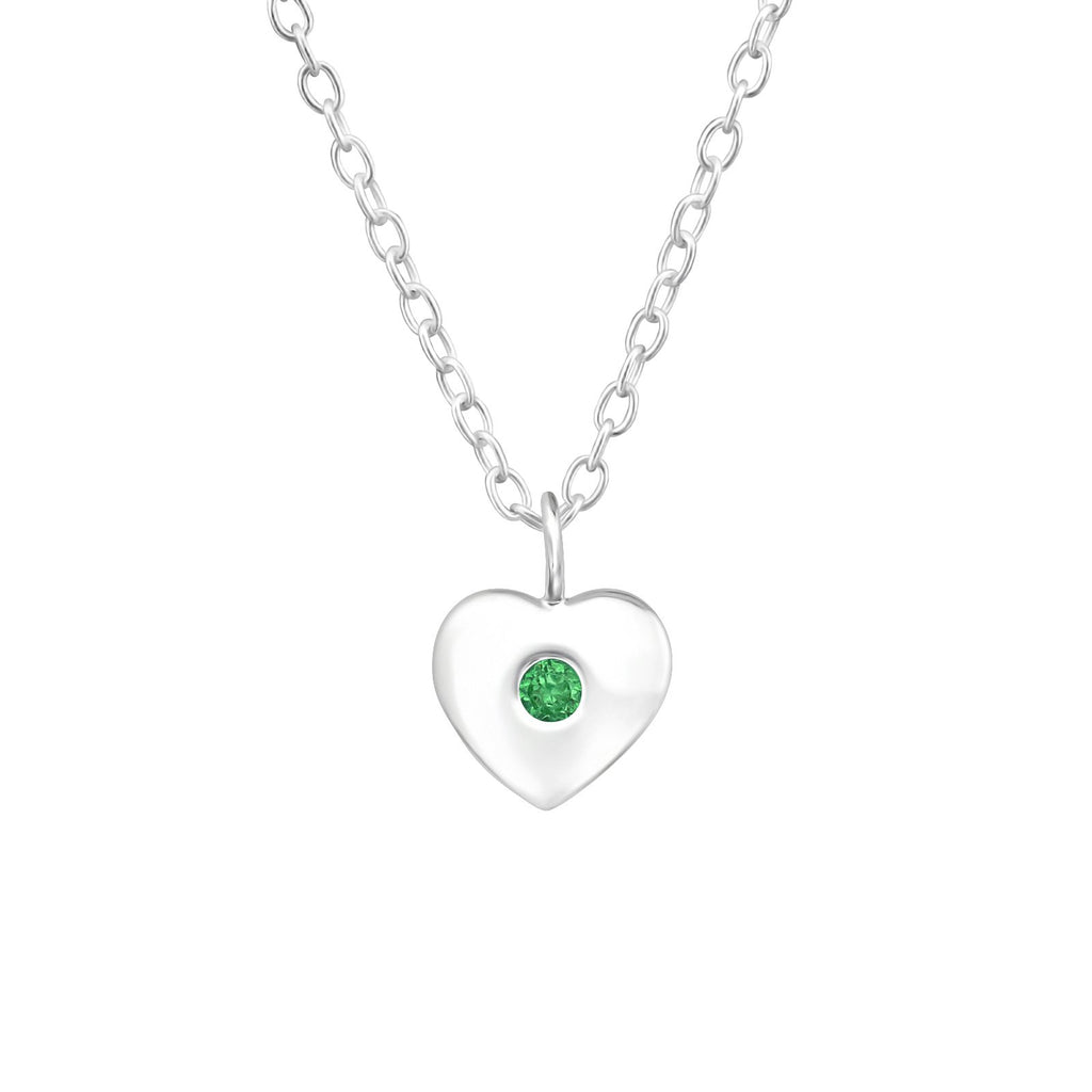 Children's Sterling Silver 'May Birthstone' Heart Necklace