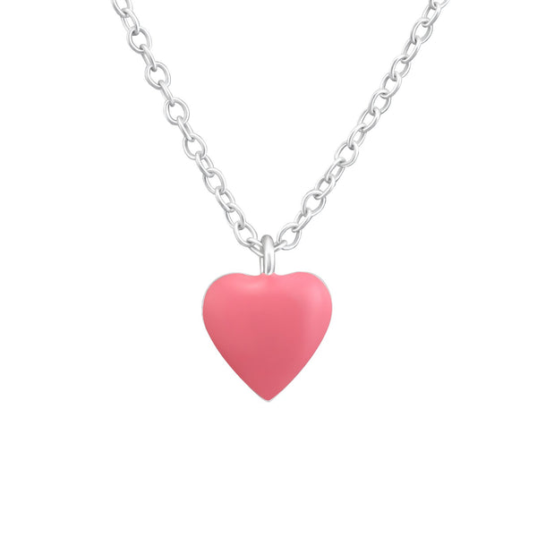 Children's Sterling Silver Pink Heart Pendant Necklace