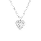 Children's Sterling Silver 'Crystal Heart' Pendant Necklace