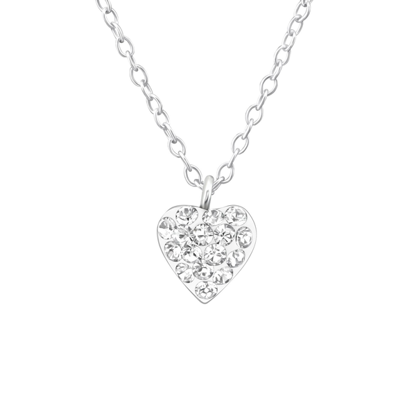 Children's Sterling Silver 'Crystal Heart' Pendant Necklace