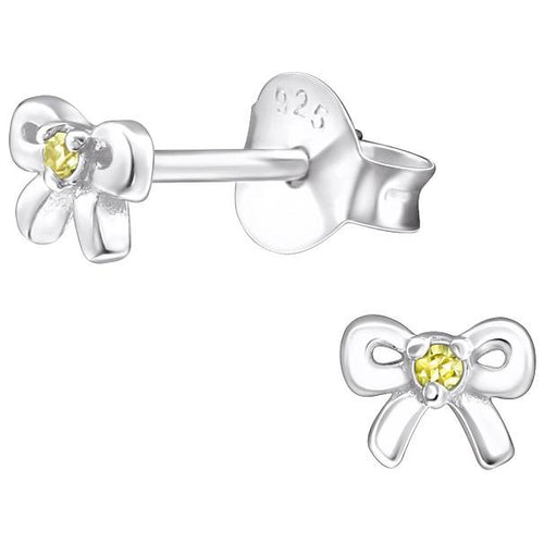 Children's Sterling Silver 'November Birthstone' Bow Stud Earrings